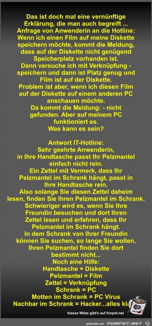Das ist doch mal eine vernünftige Erklärung Das ist doch mal eine vernünftige Erklärung