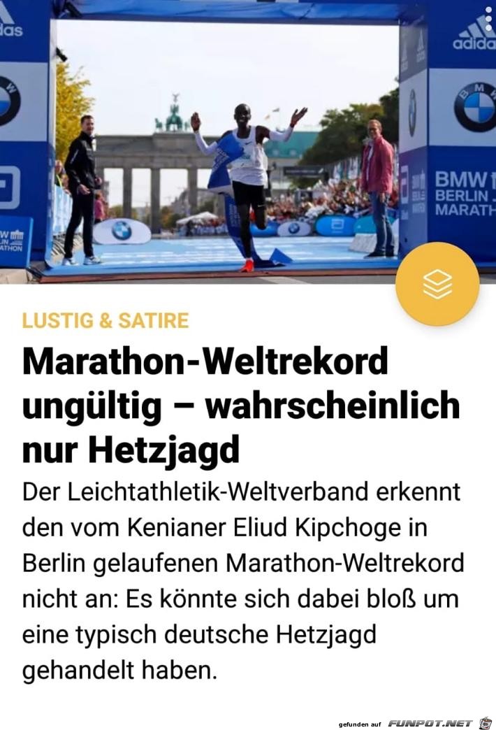 Marathon-Weltrekord ungltig - wahrscheinlich nur Hetzjagd