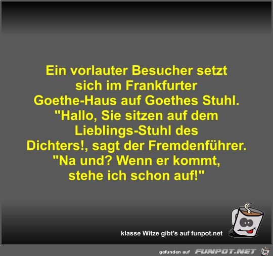 Ein vorlauter Besucher setzt sich im Frankfurter... Ein vorlauter Besucher setzt sich im Frankfurter...