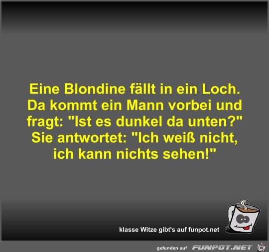 Eine Blondine fllt in ein Loch