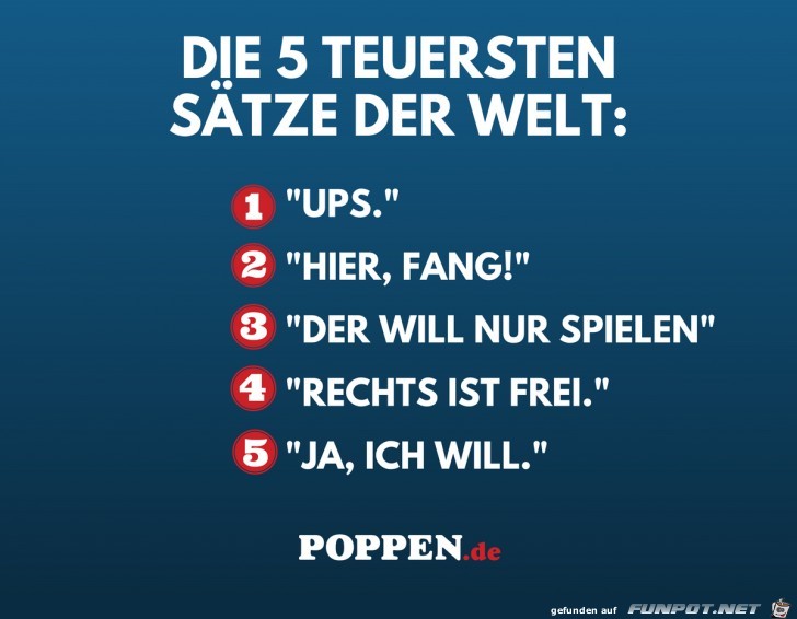Die 5 teuersten Sätze Die 5 teuersten Sätze