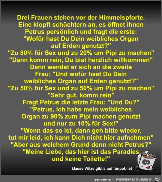 Drei Frauen stehen vor der Himmelspforte Drei Frauen stehen vor der Himmelspforte
