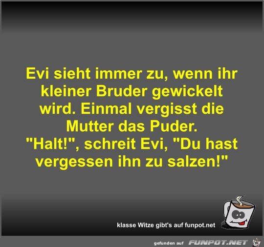 Evi sieht immer zu, wenn ihr kleiner Bruder gewickelt wird Evi sieht immer zu, wenn ihr kleiner Bruder gewickelt wird