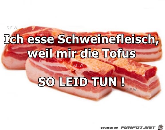 Ich esse Schweinefleisch