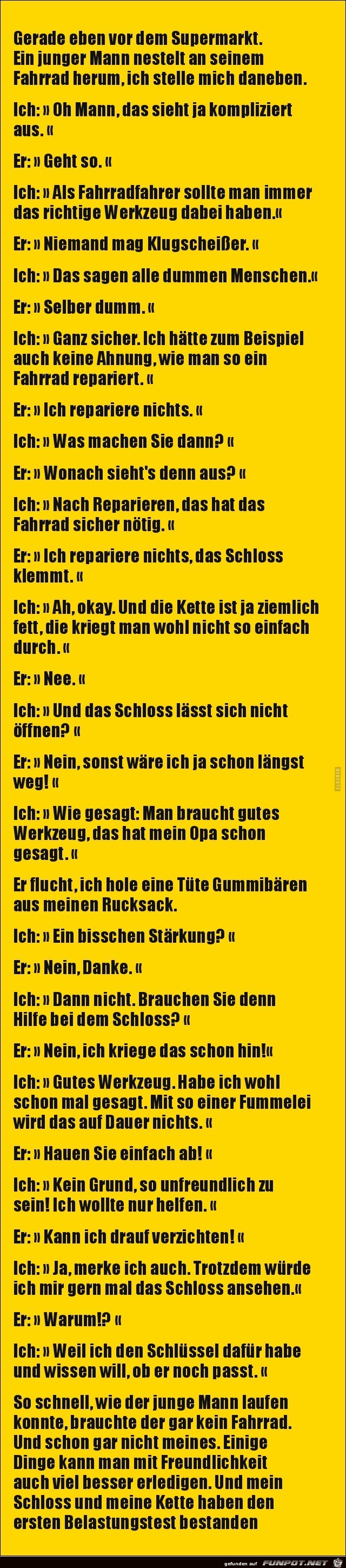 Fahrradklau ging schief.... Fahrradklau ging schief....