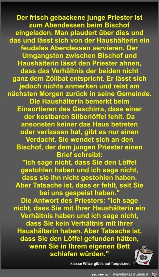 Der frisch gebackene junge Priester ist zum Abendessen beim Der frisch gebackene junge Priester ist zum Abendessen beim