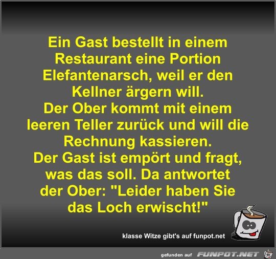 Ein Gast bestellt in einem Restaurant eine Portion...