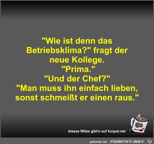 Wie ist denn das Betriebsklima? Wie ist denn das Betriebsklima?