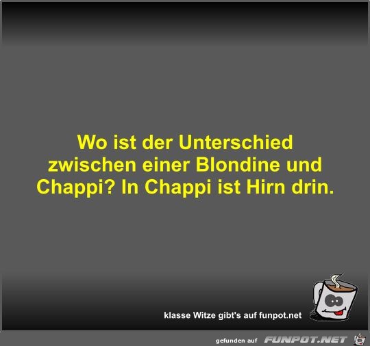 Wo ist der Unterschied zwischen einer Blondine und Chappi?