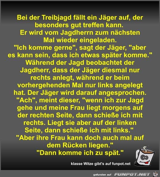 Bei der Treibjagd fllt ein Jger auf