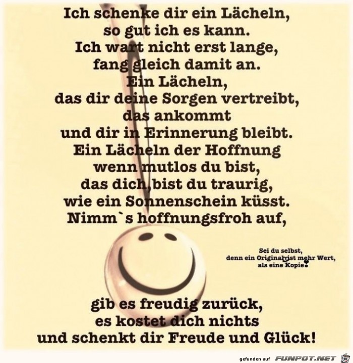 ich schenk dir ein laecheln ich schenk dir ein laecheln