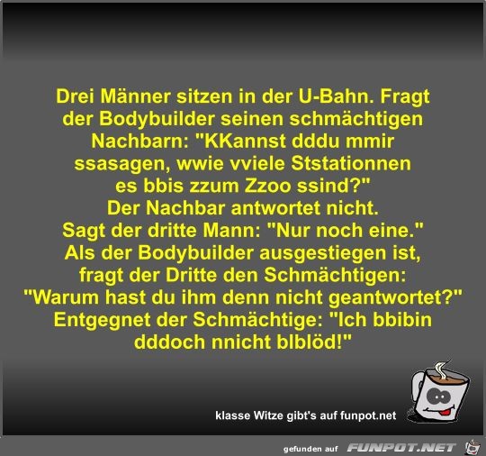 Drei Männer sitzen in der U-Bahn Drei Männer sitzen in der U-Bahn