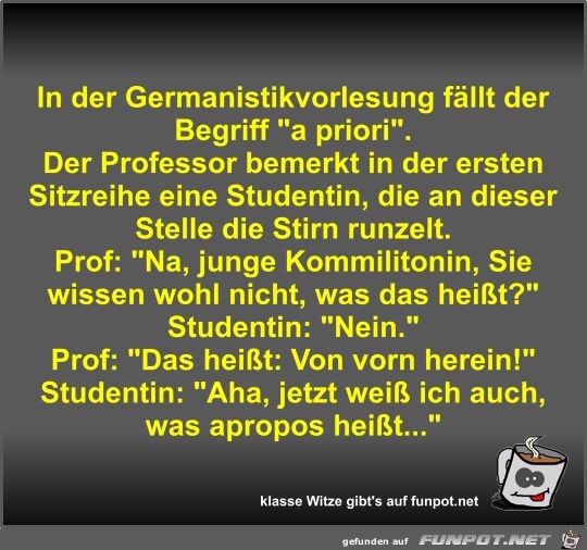 In der Germanistikvorlesung fällt der Begriff In der Germanistikvorlesung fällt der Begriff