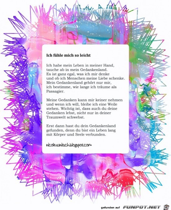 Gedicht - Ich fühle mich so leicht Gedicht - Ich fühle mich so leicht