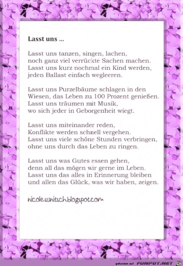 Gedicht - Lasst uns .... Gedicht - Lasst uns ....