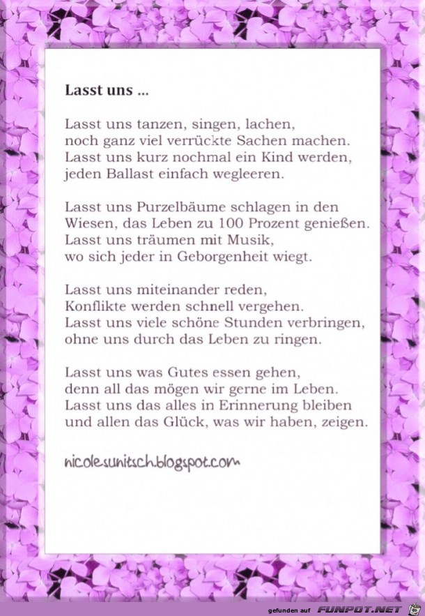 Gedicht - Lasst uns ....