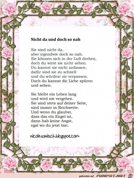 Gedicht - Nicht da und doch so nah Gedicht - Nicht da und doch so nah