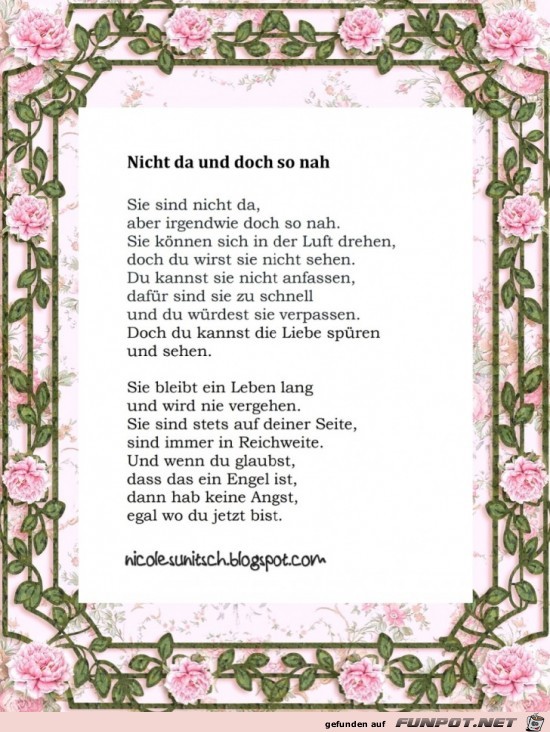 Gedicht - Nicht da und doch so nah