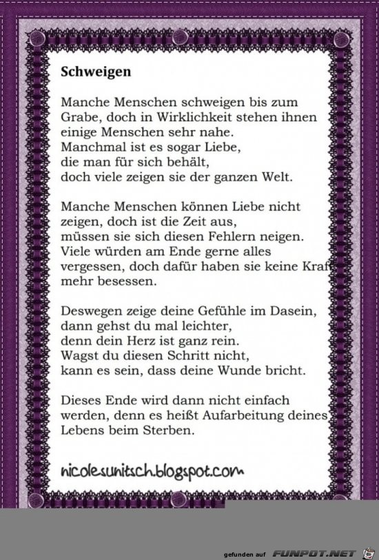 Gedicht - Schweigen Gedicht - Schweigen