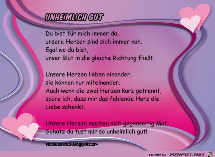 Gedicht - Unheimlich gut - Liebe