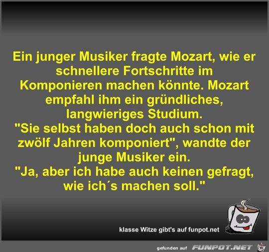 Ein junger Musiker fragte Mozart