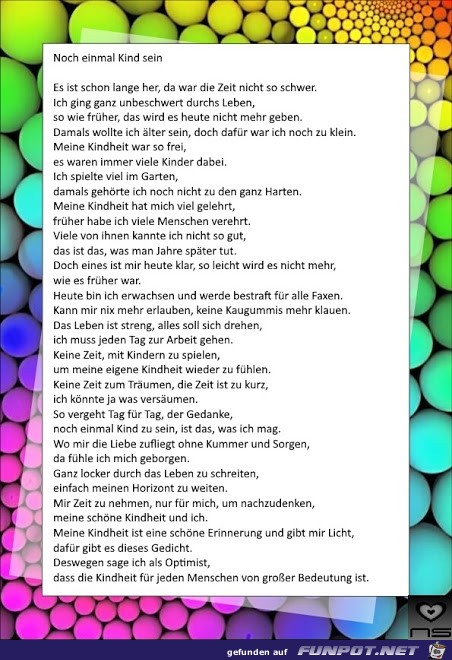 Gedicht - Noch einmal Kind sein Gedicht - Noch einmal Kind sein