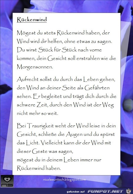 Gedicht - Rückenwind Gedicht - Rückenwind