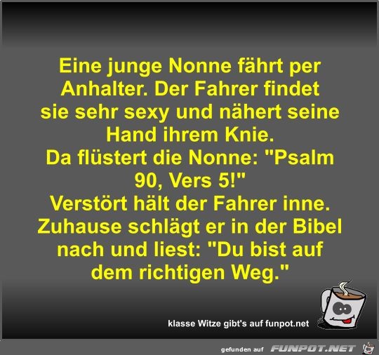 Eine junge Nonne fhrt per Anhalter