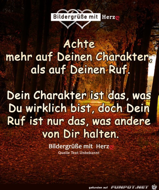 Achte mehr auf deinen Charakter Achte mehr auf deinen Charakter