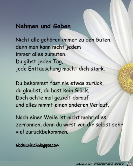 Gedicht - Nehmen und Geben Gedicht - Nehmen und Geben