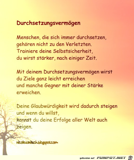 Gedicht - Durchsetzungsvermögen Gedicht - Durchsetzungsvermögen