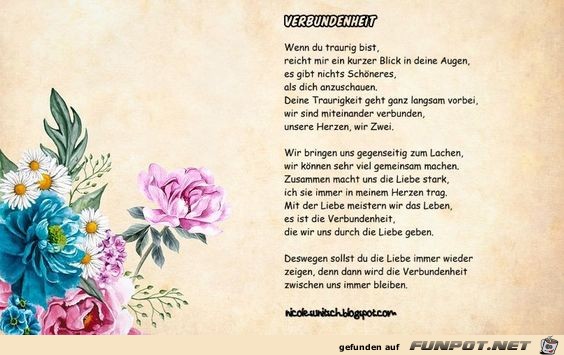 Gedicht - Verbundenheit - Liebe Gedicht - Verbundenheit - Liebe