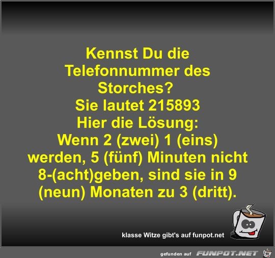 Kennst Du die Telefonnummer des Storches? Kennst Du die Telefonnummer des Storches?