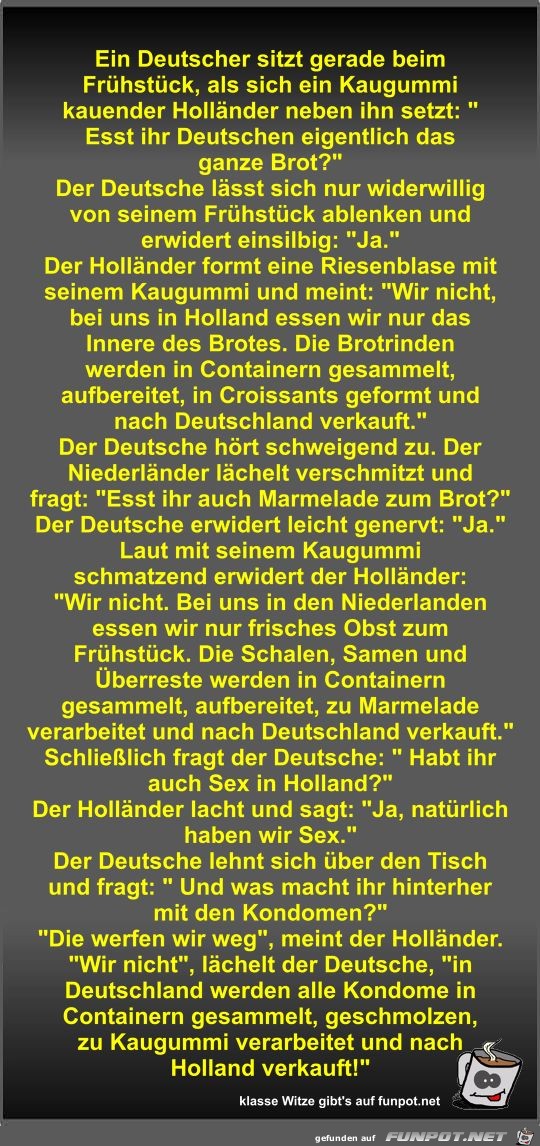Ein Deutscher sitzt gerade beim Frühstück Ein Deutscher sitzt gerade beim Frühstück