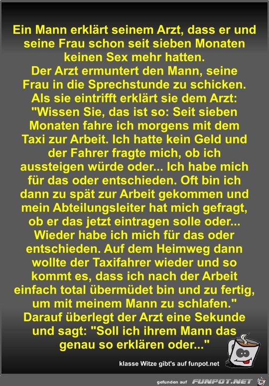 Ein Mann erklärt seinem Arzt Ein Mann erklärt seinem Arzt