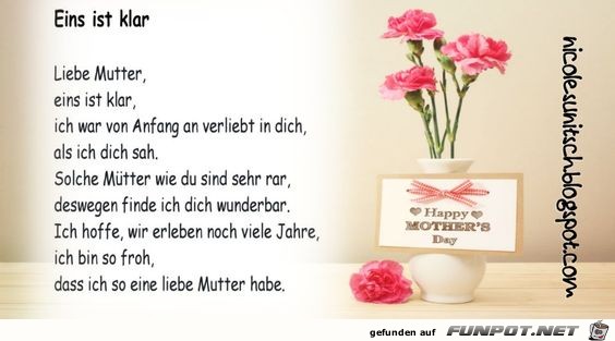 Gedicht mit Bild - Eins ist klar - Für meine liebe Mutter Gedicht mit Bild - Eins ist klar - Für meine liebe Mutter