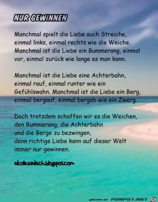 Gedicht - Nur gewinnen - Liebe