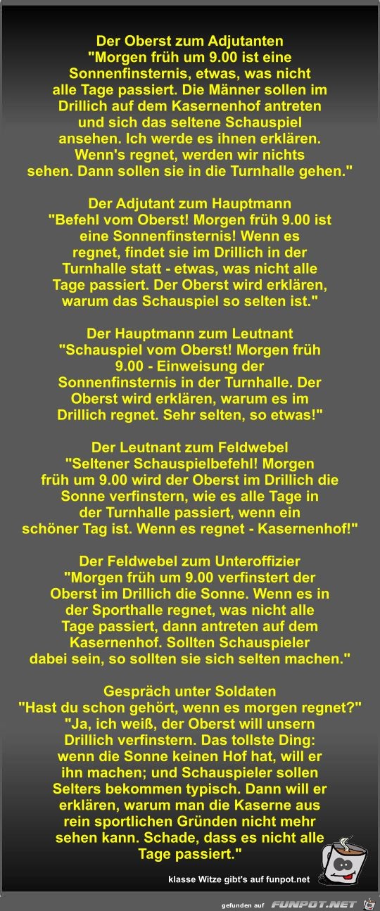 Der Oberst zum Adjutanten