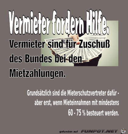 Vermieter fordern Hilfe Vermieter fordern Hilfe
