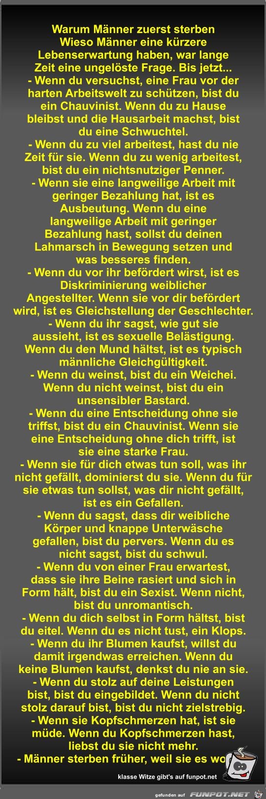 Warum Männer zuerst sterben Warum Männer zuerst sterben