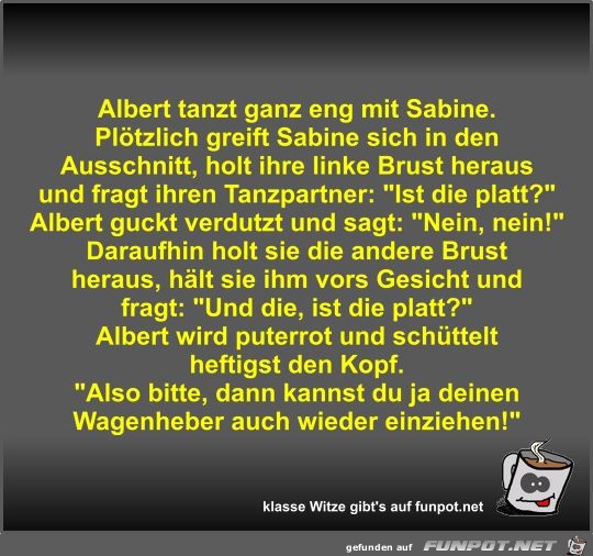 Albert tanzt ganz eng mit Sabine