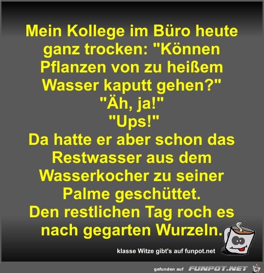 Mein Kollege im Büro heute ganz trocken Mein Kollege im Büro heute ganz trocken