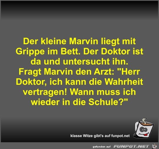 Der kleine Marvin liegt mit Grippe im Bett Der kleine Marvin liegt mit Grippe im Bett