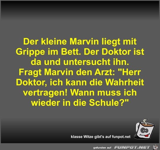 Der kleine Marvin liegt mit Grippe im Bett