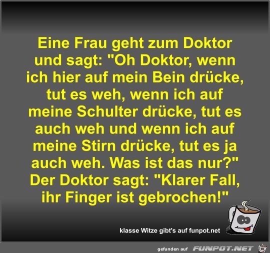 Eine Frau geht zum Doktor und sagt