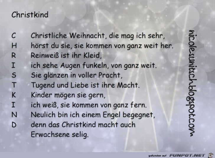 Weihnachtsgedicht - Christkind von Nicole Sunitsch Weihnachtsgedicht - Christkind von Nicole Sunitsch