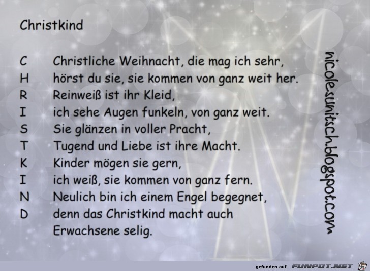 Weihnachtsgedicht - Christkind von Nicole Sunitsch