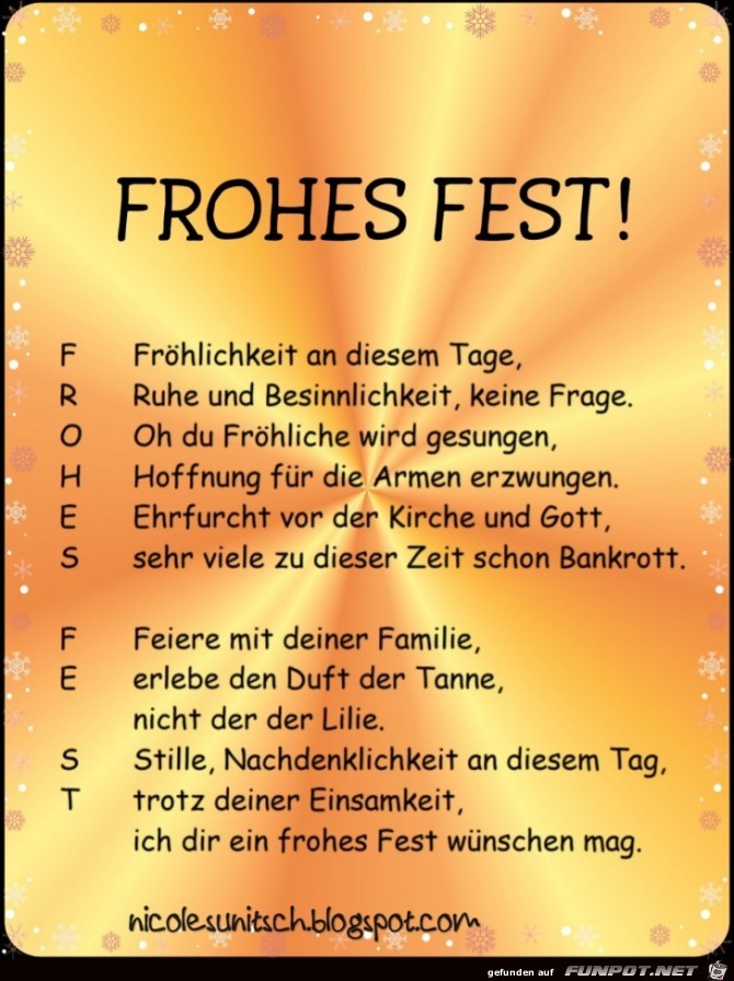 Frohes Fest - Weihnachtsgedicht! Frohes Fest - Weihnachtsgedicht!