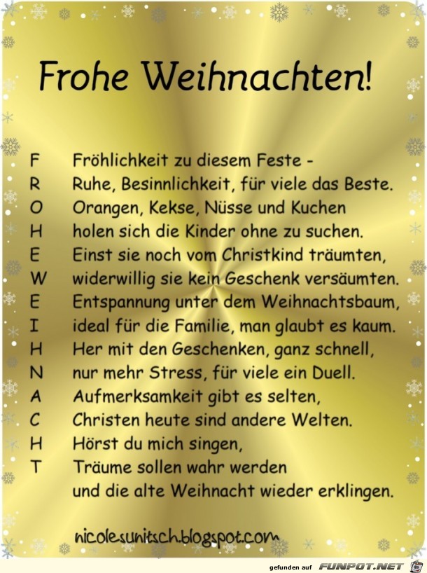 Frohe Weihnacht - Gedicht