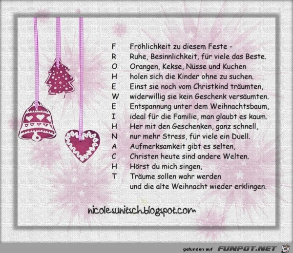 Weihnachtsgedicht - Frohe Weihnacht Weihnachtsgedicht - Frohe Weihnacht